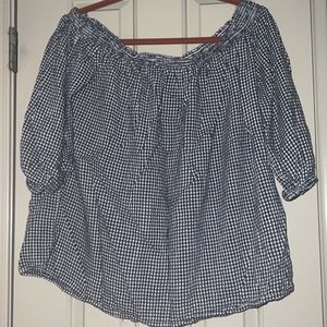 Plaid Off Shoulder Shirt